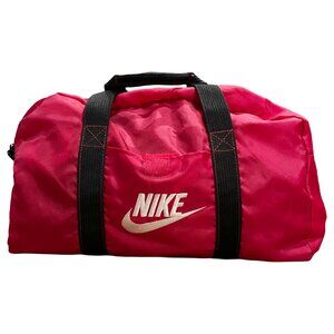 Nike Duffle Shoulder Bag Red Swoosh Gym Sport Travel Carry On Vintage 1990s